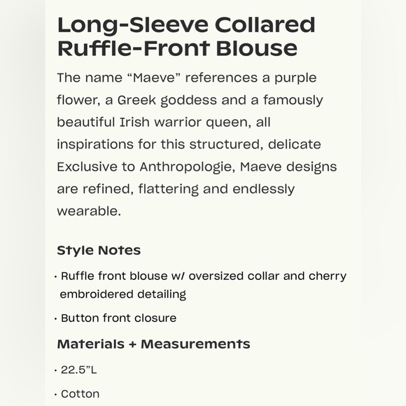 Anthropologie Maeve White Button Down Shirt with Cherry Embroidery - Picture 6 of 6